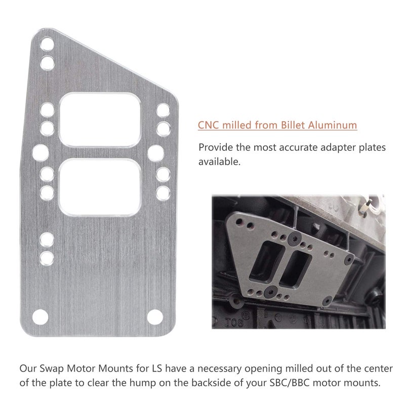 Yoursme for LS Swap Motor Mounts Adapter Plates - Universal Swap Bracket Small Block LS Conversion Adjustable Fit for LS1 LS3 LS2 LQ4 LQ9 LS6 L92 L99 L33 LR4 Billet Aluminum for SBC Vehicle to LS Engine - Image 5